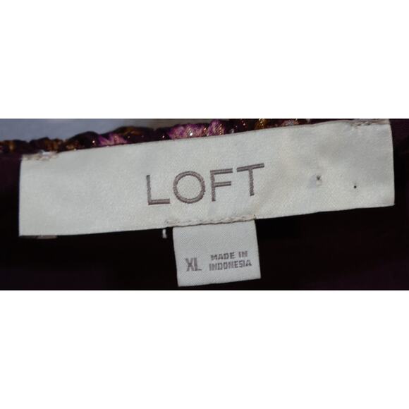 LOFT Metallic Red and Pink Ruffle Tie Swing Dress XL - Picture 4 of 4